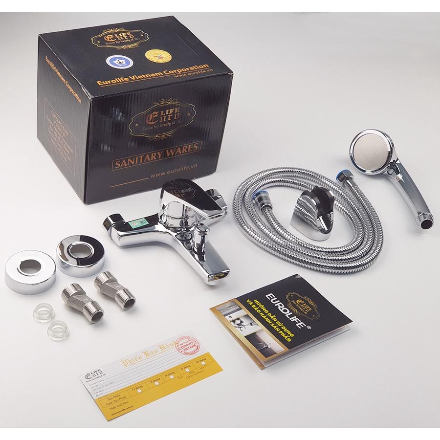 Củ sen nóng lạnh chân ngoài Đồng mạ Chrome Eurolife EL-3001 New (Trắng bạc)