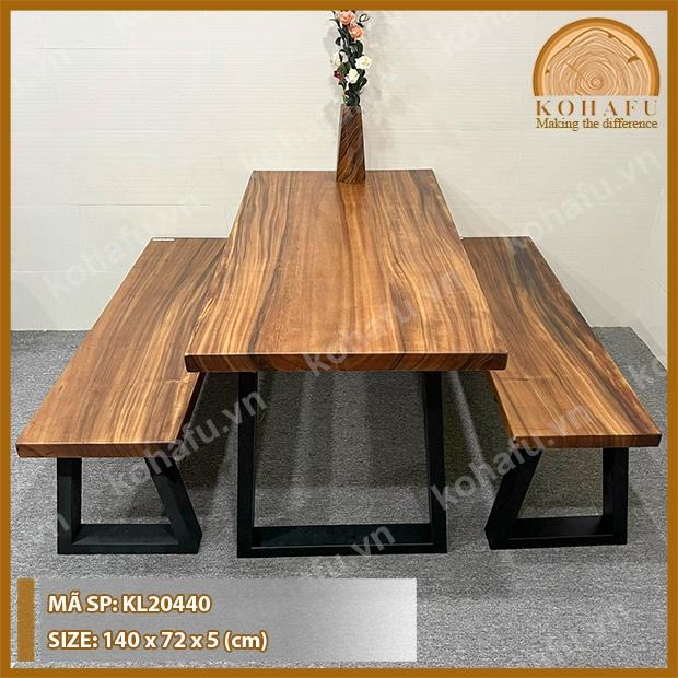 BÀN ĂN GIA ĐÌNH CHỮ NHẬT GỖ NGUYÊN TẤM ME TÂY - KL20440