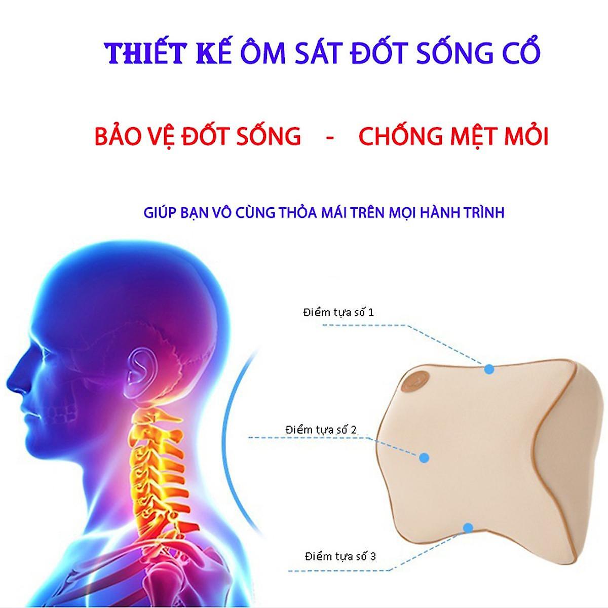 Bộ gối tựa đầu và tựa lưng ô tô, xe hơi chất liệu cao su non cao cấp, siêu đàn hồi- chống đau mỏi lưng
