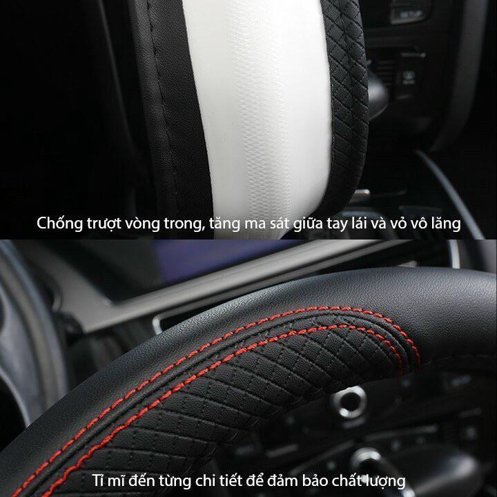 Bọc vô lăng da TpU chỉ viền, phối màu Size 38 cm cho ô tô 4 đến 7 chỗ