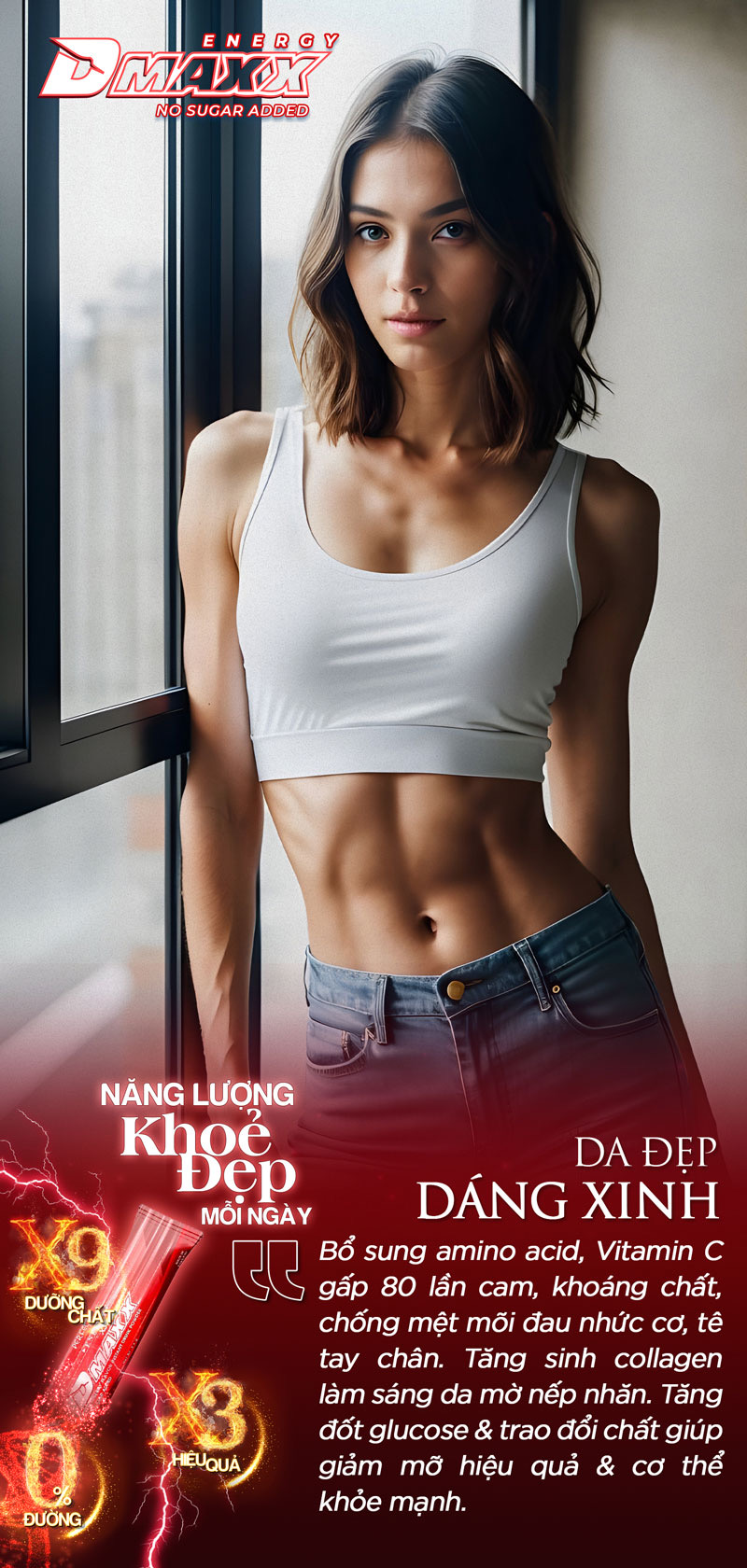 DMAXX thức uống bổ sung vitamin năng lượng không đường DAMODE 2 gói dùng thử màu đỏ