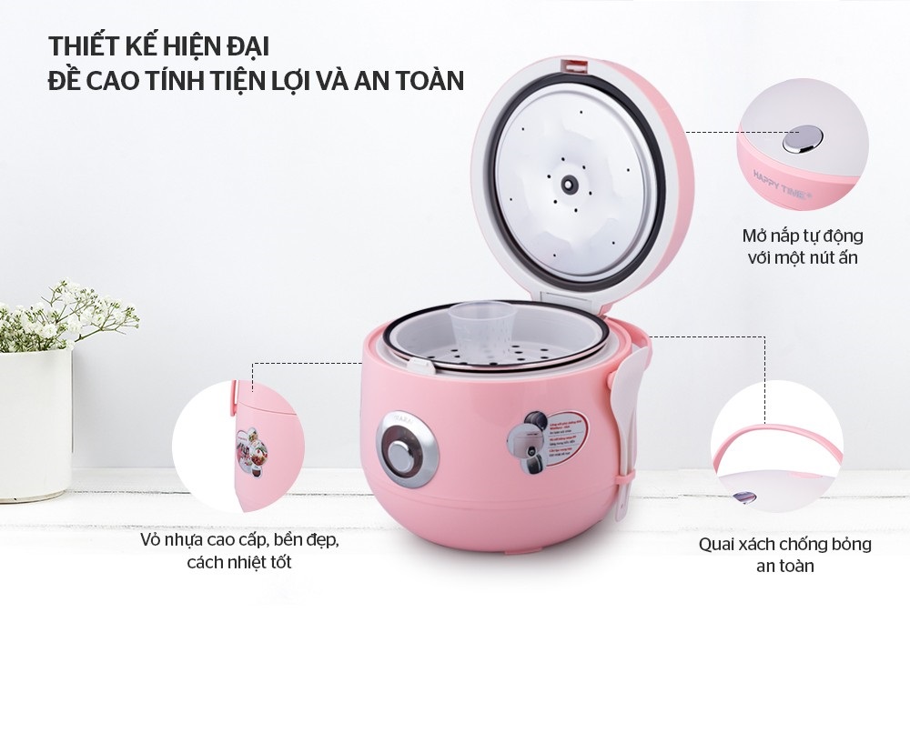 Nồi Cơm Điện 1.8L Happy Time Sunhouse HTD8521 - Màu Ngẫu Nhiên - Hàng Chính Hãng