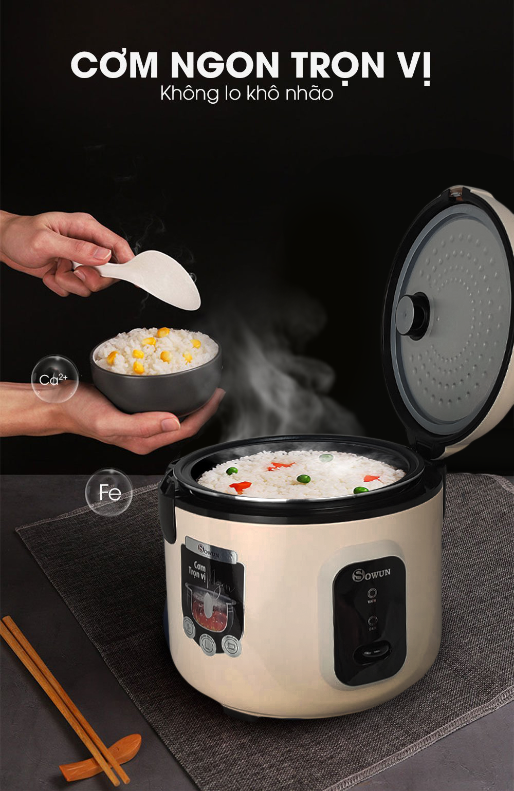 Nồi cơm điện 1.8 Lít Sowun SW 698 - Hàng chính hãng