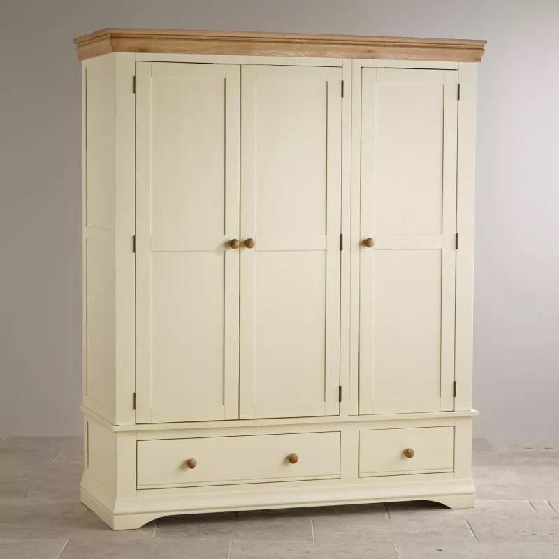Tủ Quần Áo 3 Cánh Country Cottage Gỗ Sồi Ibie BSW3COUO - Trắng
