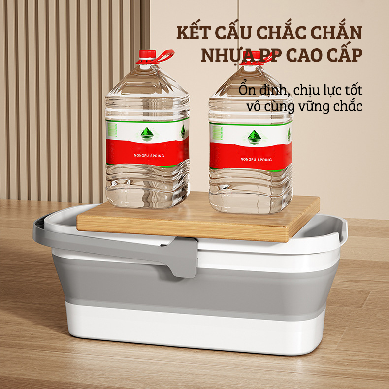 Xô Nhựa Cao Cấp Gấp Gọn Đa Năng Damas, Xô Nước Lau Nhà Vệ Sinh Nhà Cửa - Chất Liệu Nhựa PP An Toàn Cho Người Tiêu Dùng - Dung Tích 12L Phù Hợp Với Nhiều Nhu Cầu Sử Dụng: Rửa Xe, Câu Cá, Để Đồ Đạc,...Thiết Kế Kèm Quai Xách Tay Thuận Tiện Di Chuyển