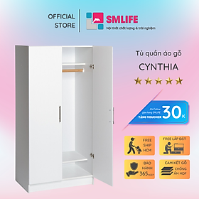 Tủ áo gia đình bằng gỗ đẹp tiện dụng SMLIFE Cynthia