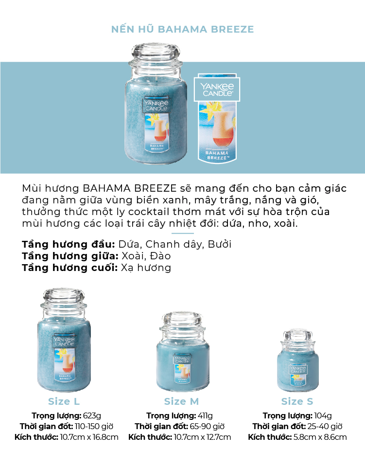 Nến hũ Yankee Candle size S - Bahama Breeze (104g)