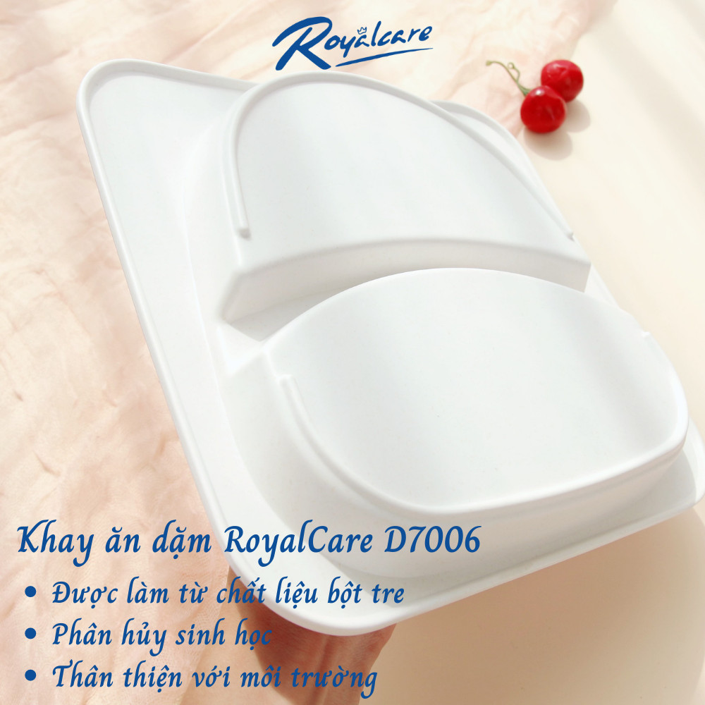 Khay ăn dặm chia 2 ngăn từ tre Bamboo kháng khuẩn cho bé Royal care D7006 - tiêu chuẩn EN71 Châu Âu