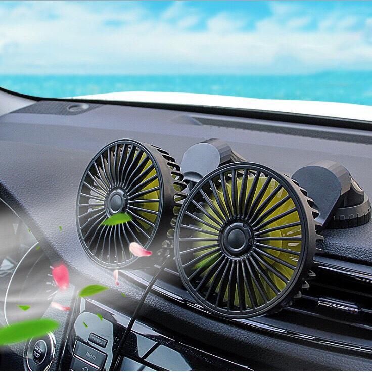 Quạt Đôi Mini 360 Độ Công Suất Lớn, Để Trong Ô Tô, Để Bàn Làm Việc Siêu Tiện Ích