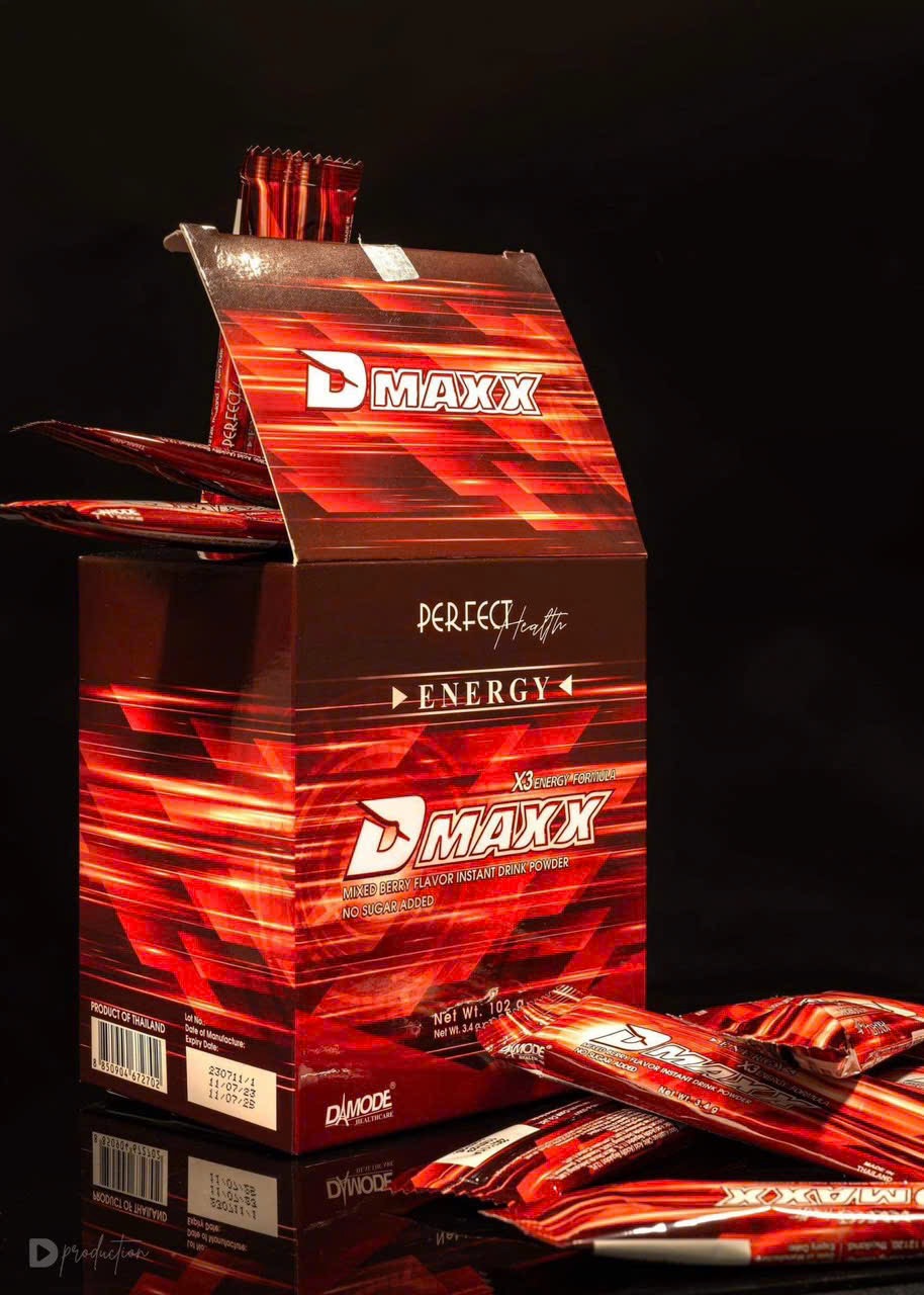 DMAXX thức uống bổ sung vitamin năng lượng không đường DAMODE 16 gói dùng thử màu đỏ