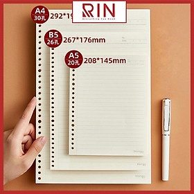 Tập giấy refill / Ruột sổ refill / Lõi sổ / Phân trang A5 - B5 - A4 100 trang – Nhiều mẫu giấy 