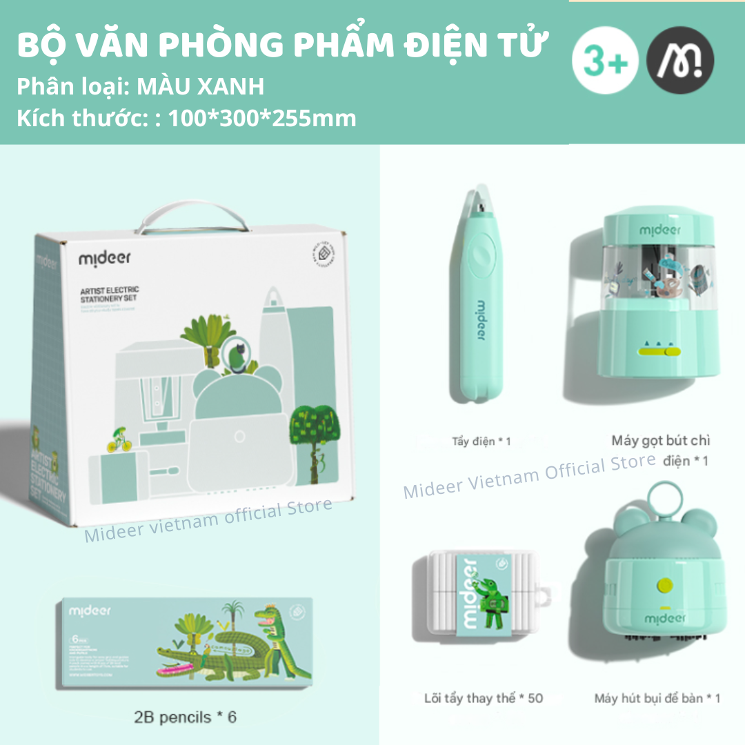 Gọt bút Chì tự động, tẩy tự động, đồ dùng học tập cho bé cao cấp Mideer Artist Electric Stationery