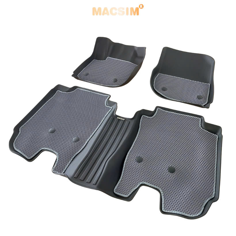 Thảm 2 lớp (sd3) dạng lưới lục giác cho Honda HRV 2022+ bề mặt cao su siêu sạch nhãn hiệu Macsim- màu ghi