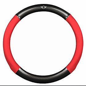 Bọc vô lăng TTAUTO cho xe ô tô chất liệu da vân carbon cao cấp có logo MINI COOPER (Đen Đỏ)