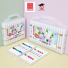Bút lông màu Acrylic 2 đầu Hồng Hà tô trên mọi chất liệu (12/24/36 màu) - 8145 / 8146 / 8147
