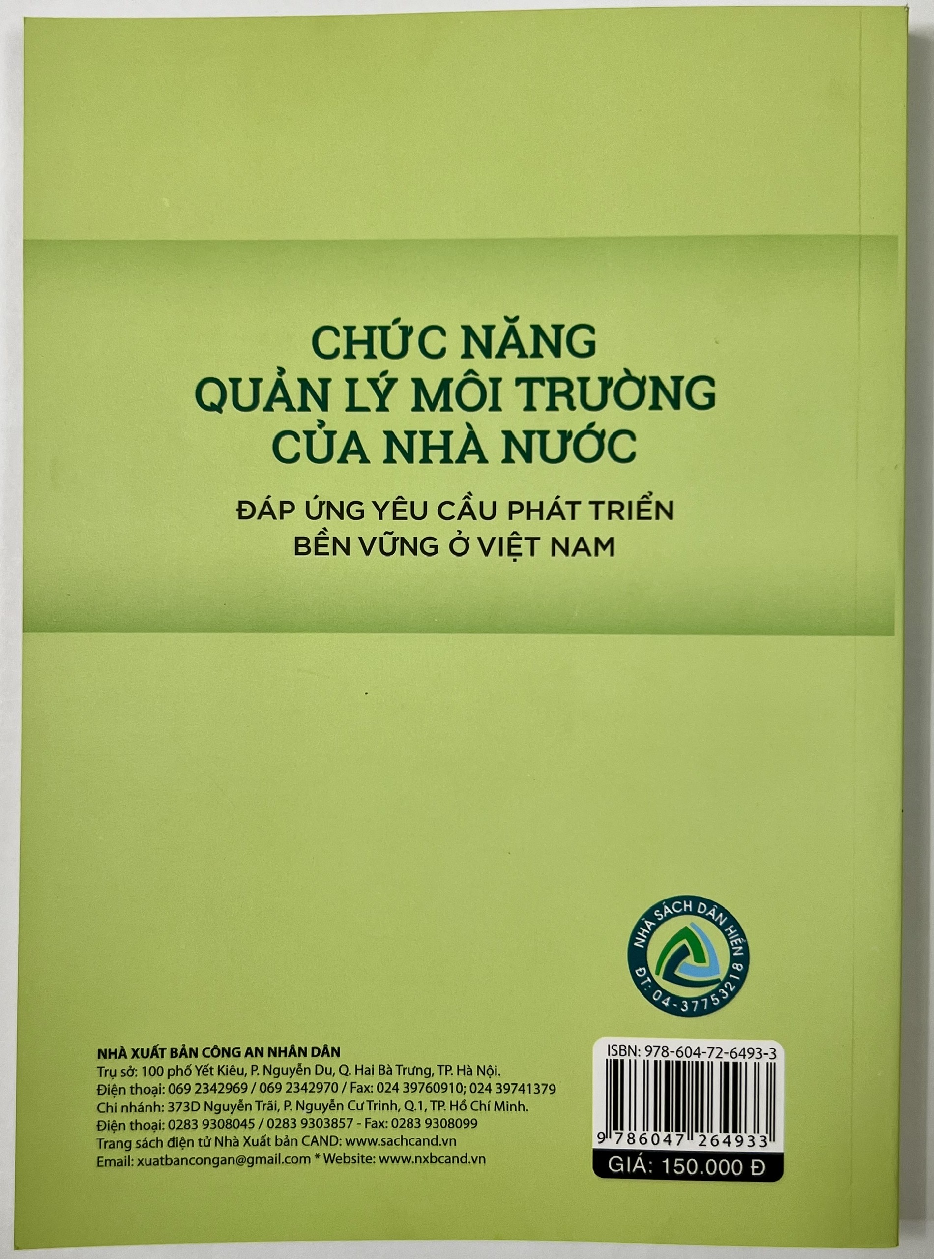 Sách - Chức Năng Quản Lý Môi Trường Của Nhà Nước Đáp Ứng Yêu Cầu Phát Triển Bền Vững Ở Việt Nam