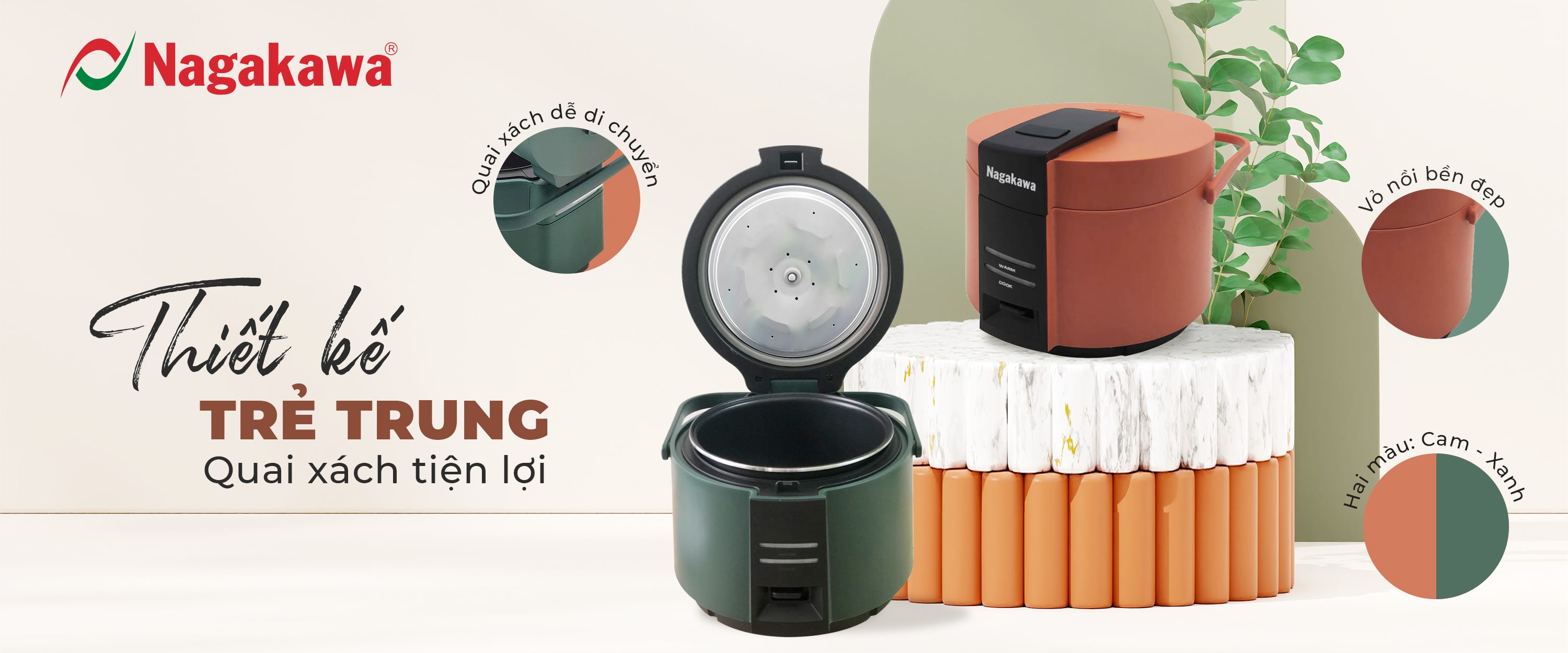Nồi cơm điện Nagakawa NAG0143 - Dung tích 1.8L - Bảo hành 12 tháng - Hàng chính hãng