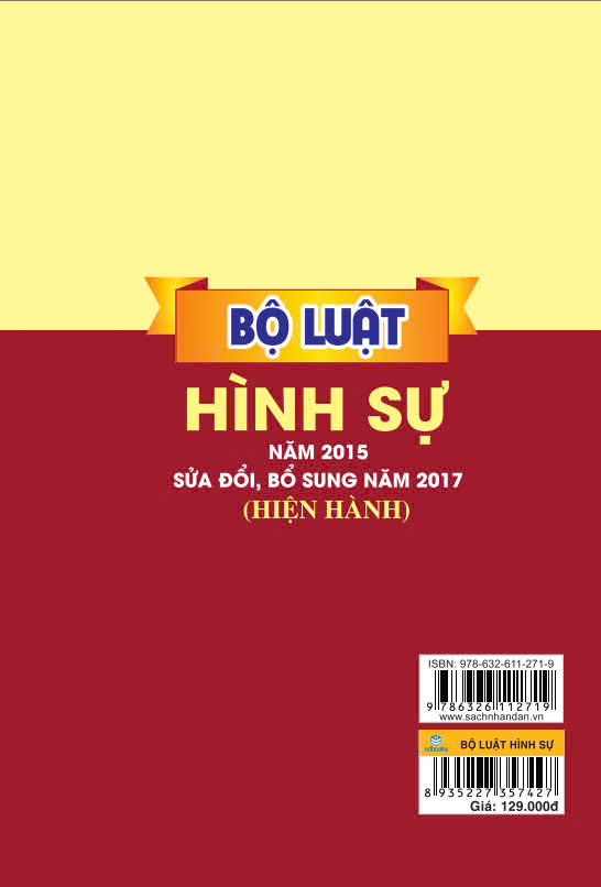 Sách - Bộ luật hình sự năm 2015 sửa đổi,bổ sung năm 2017 hiện hành - B129 - ndbooks