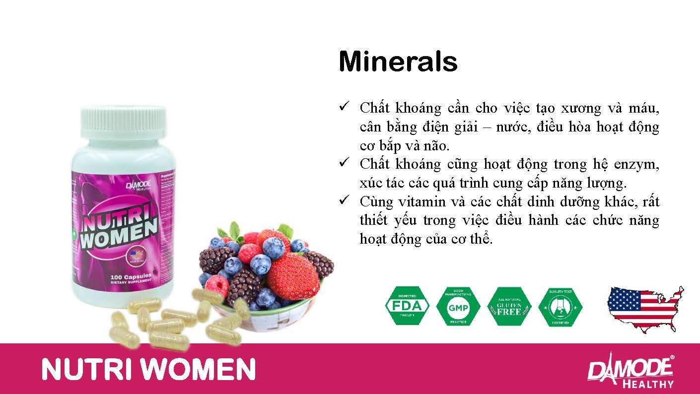 Viên uống bổ sung Vitamin khoáng chất NUTRIWOMEN Damode dành cho nữ lọ 100 viên