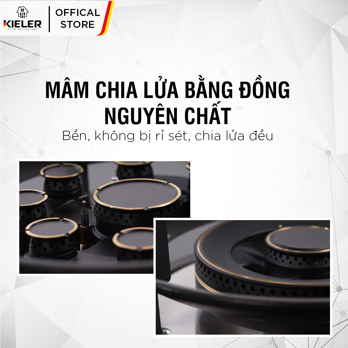 Bếp gas mặt kính cường lực KIELER KL-G137 tiết kiệm gas, công suất mạnh 5000W, mặt bếp chịu nhiệt tốt - Hàng chính hãng