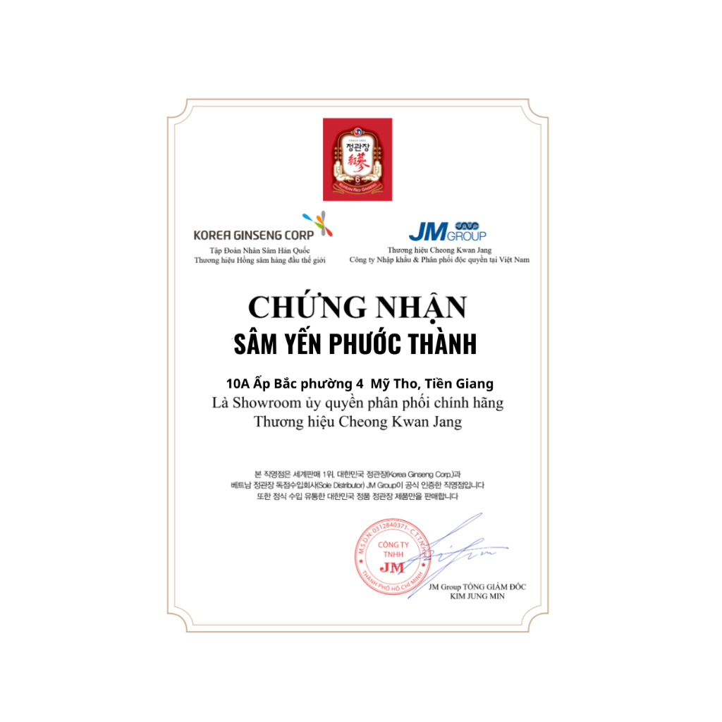 Hồng Sâm tẩm mật ong KGC Jung Kwan Jang (hộp 06 gói)