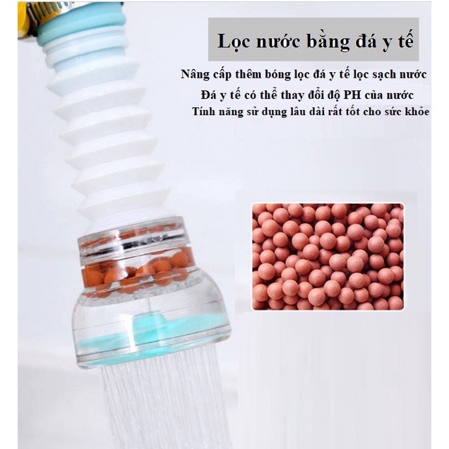 Vòi tăng áp suất cho bồn rửa chén ,đầu vòi nối rửa bát tăng áp có thể điều chỉnh xoay 360 độ , có than hoạt tính phù hợp với tất cả các vòi
