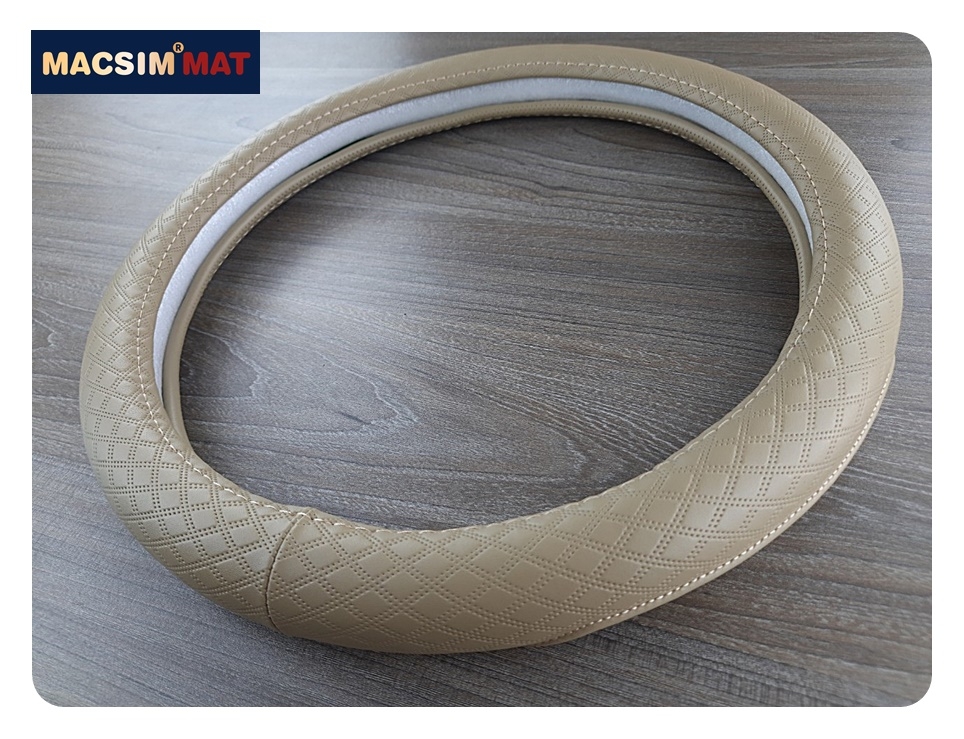 Bọc vô lăng cao cấp Macsim mã L612 mới chất liệu da thật - Khâu tay 100% size M màu be