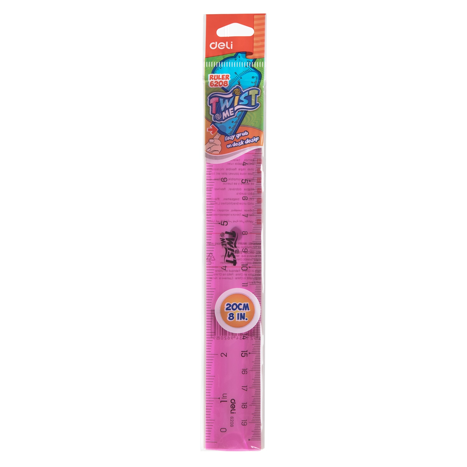 Thước Kẻ Nhựa Dẻo Ecopvc 20Cm Deli - Màu Ngẫu Nhiên - 2 Chiếc - E6208