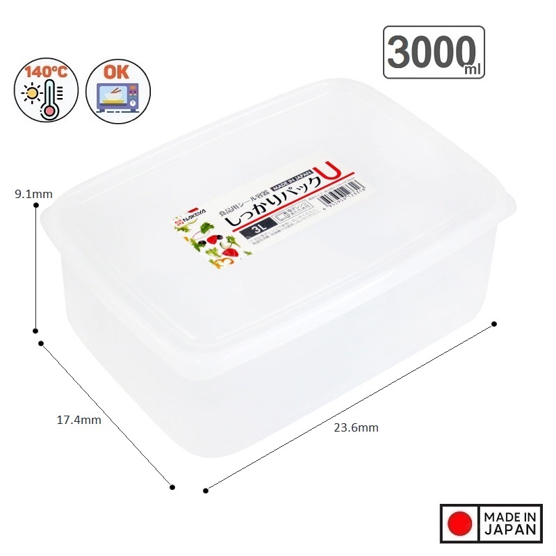 Bộ 3 hộp đựng thực phẩm 3L cỡ lớn nắp kín dùng cho quán ăn, nhà hàng Nội địa Nhật Bản