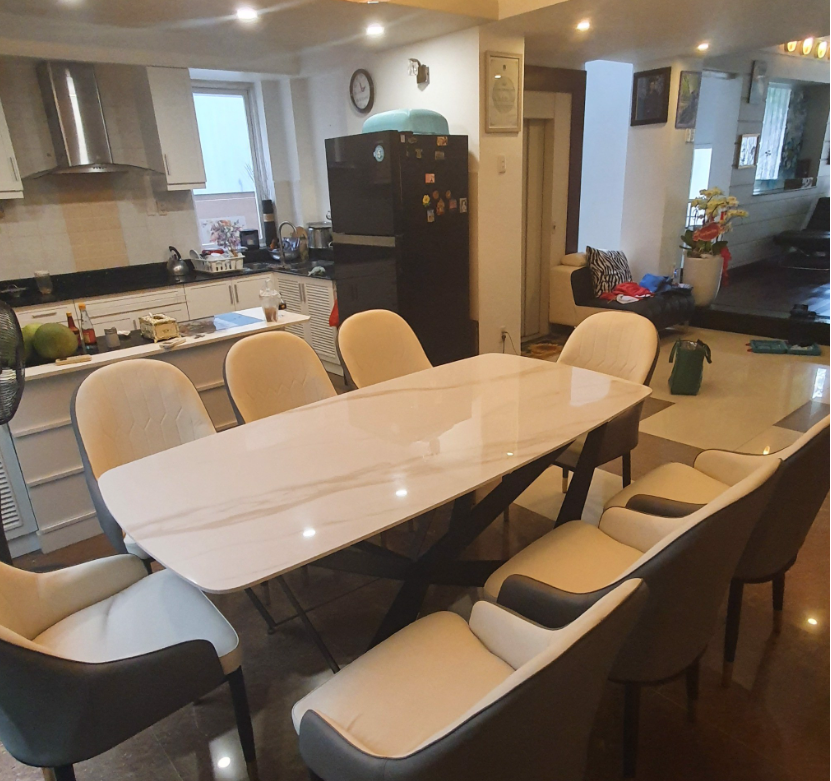 Bàn ăn cao cấp Juno Sofa mặt đá chân sắt W