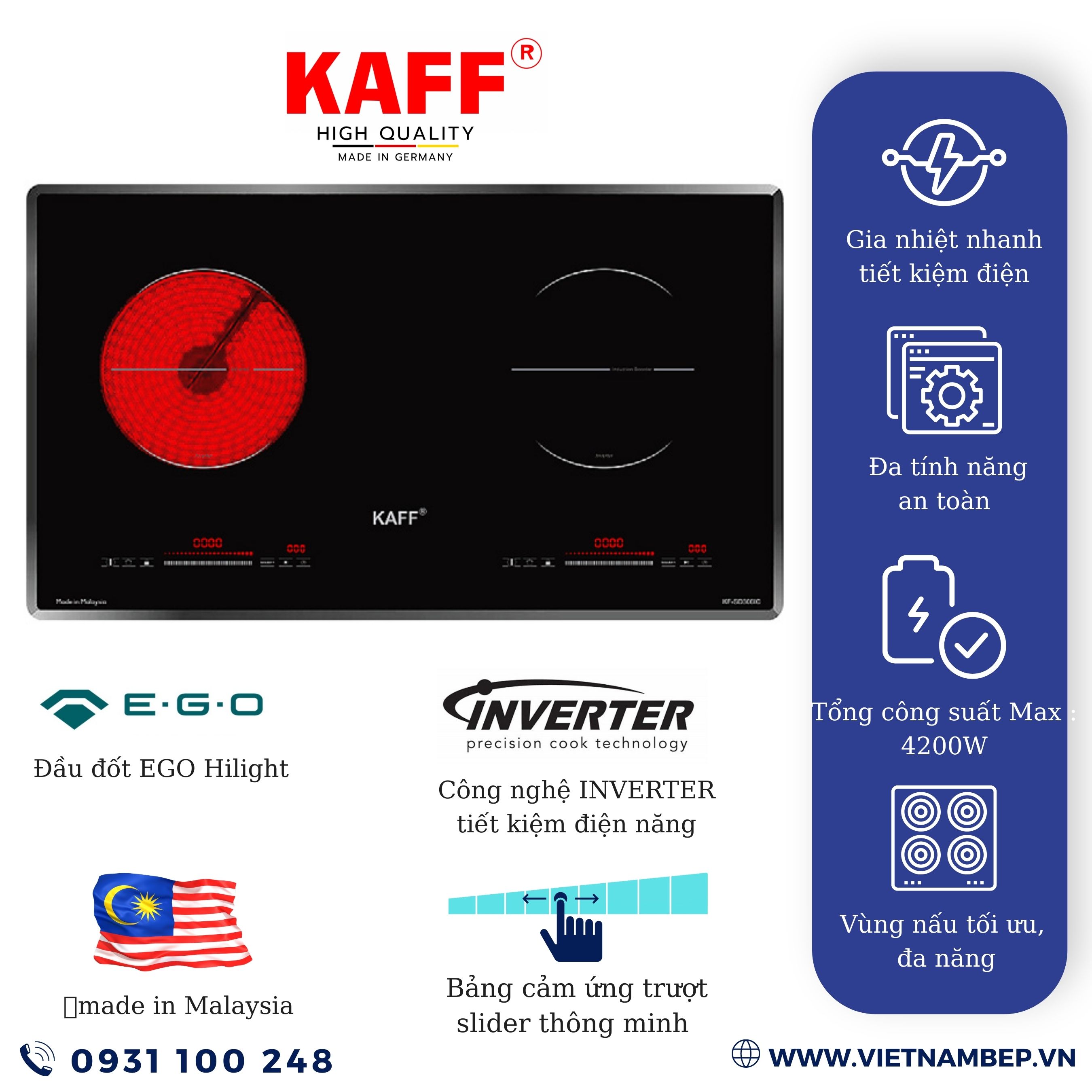 Bếp điện từ đôi KAFF KF-SD300IC - Hàng chính hãng