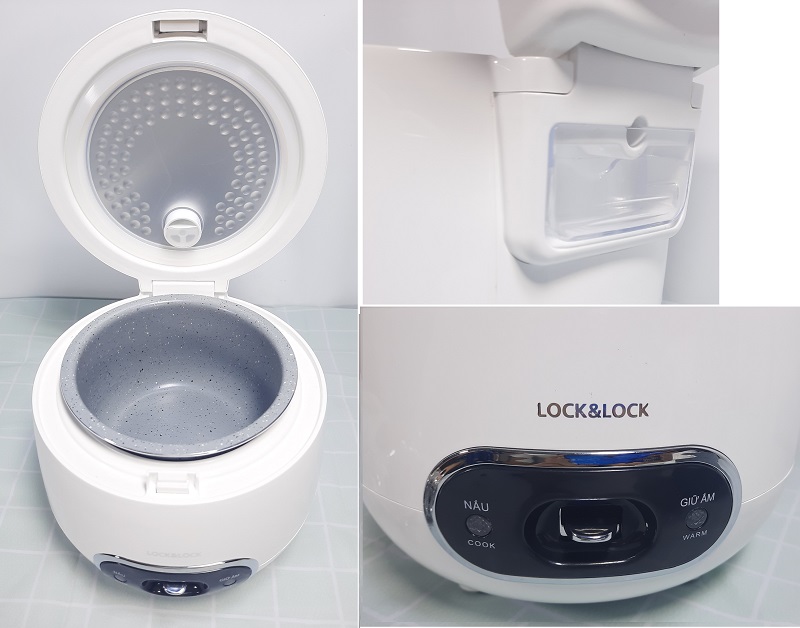 Nồi cơm điện Lock & Lock 0.8L màu trắng EJR426WHT, Hàng chính hãng, công suất 250W, lòng nồi phủ lớp chống dính-JoyMall