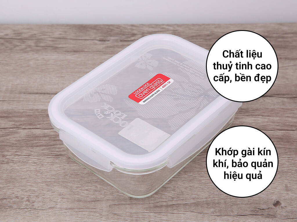 Hộp Bảo Quản Thủy Tinh Hình Chữ Nhật Lock&Lock-LLG445 200x152x74mm 1.0L