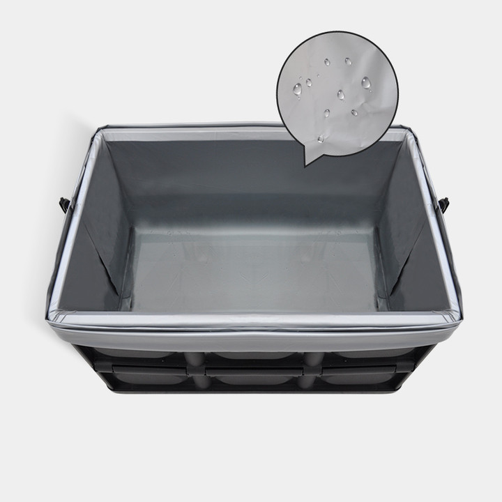 Hộp để đồ đa năng gấp gọn cốp sau ô tô dung tích 55 lít, Kích thước: Sâu x Rộng x Cao (52cm x 35cm x 28cm), Màu đen, KM309-55