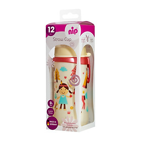 Bình Uống Nước Kèm Ống Hút PP Nip NIP35068 - 330ml Cho Bé gái