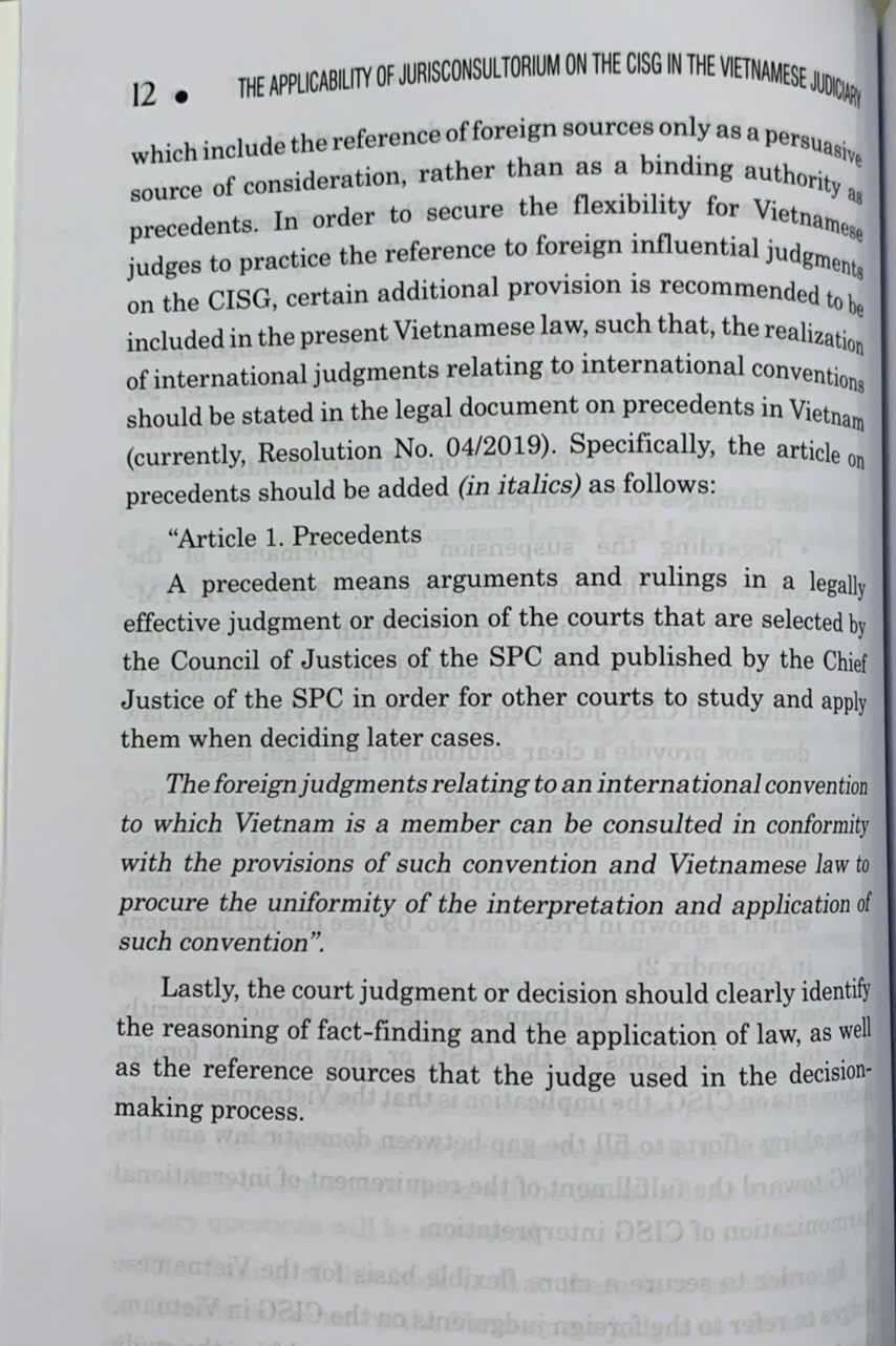 Applicability of jurisconsultorium on the CISG in the Vietnamese judiciary