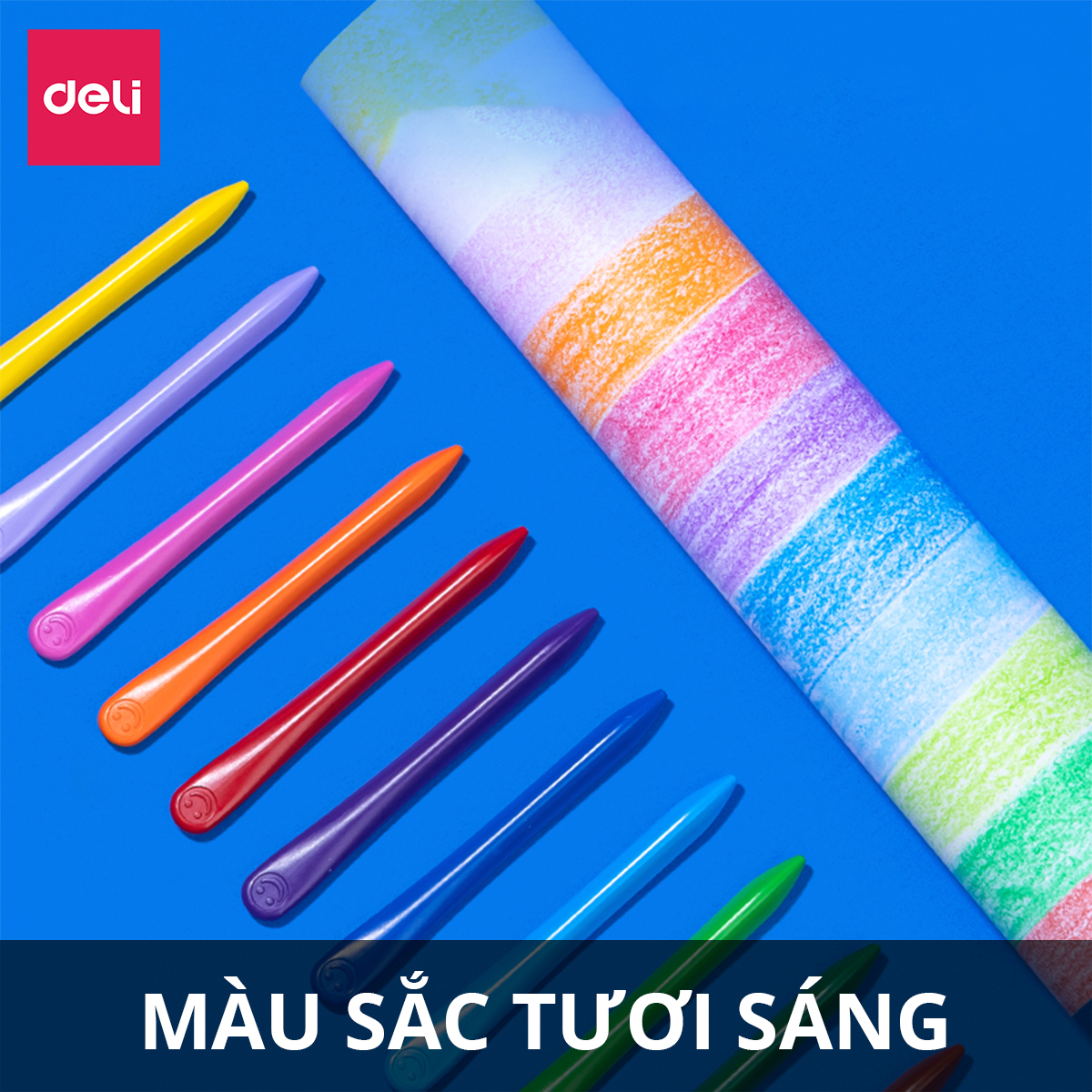 Bút sáp màu hữu cơ gấu con Deli - An toàn cho bé, không vấy bẩn tay - 12/24/36 màu - Tô màu, vẽ tranh học sinh trẻ em - Cán tam giác dễ cầm