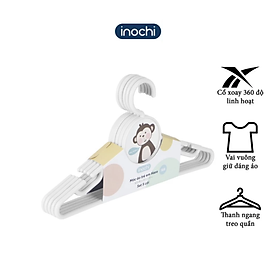 Set 5 Móc áo cho trẻ em Inochi - Hara 188 màu Trắng ngọc/Hồng nhạt/Xanh nhạt