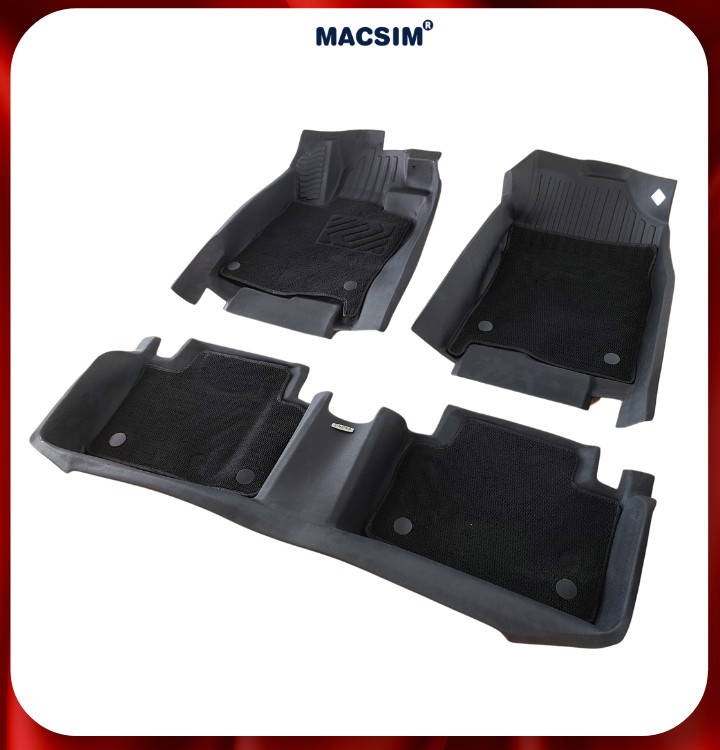 Thảm lót sàn ô tô 2 lớp cao cấp dành cho xe Honda Civic 2016-2021 (sd) nhãn hiệu Macsim chất liệu TPE màu đen