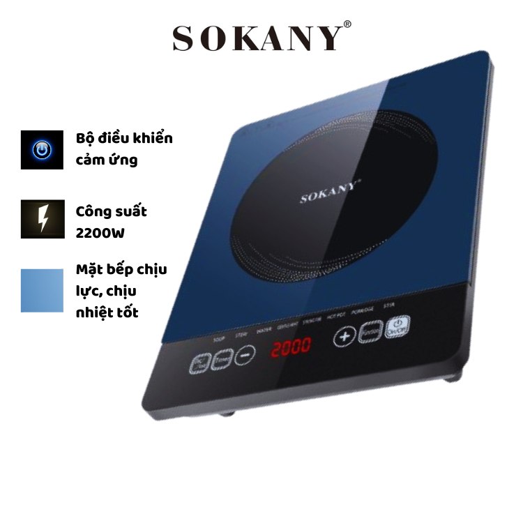 Bếp điện từ CẢM ỨNG SOKANY SK-07048 công suất 2200W, bếp từ đơn đa năng với 8 chế độ nấu - HÀNG CHÍNH HÃNG