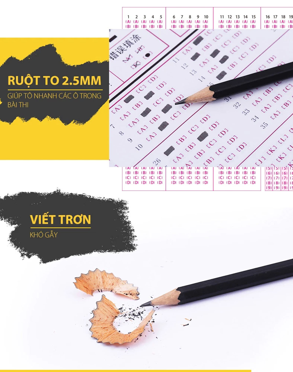 Bút chì gỗ STABILO Exam Grade 288 - Bút chì 2B thân tam giác đen đuôi màu (PC288T-AT-2B)