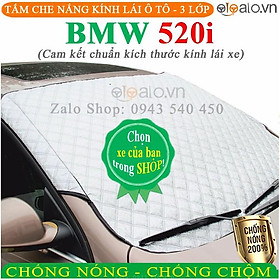 Tấm che chắn nắng kính lái dành cho ô tô BMW 520i CAO CẤP 3 Lớp Chắn Nắng Cản Nhiệt 