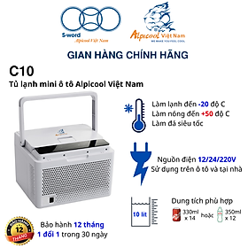 Tủ lạnh ô tô thông minh Alpicool Việt Nam 10 lít - C10 - 2 chức năng làm nóng 50 độ, làm đá nhanh kiêm hộp đựng thực phẩm, kiêm thùng đá cho tài xế, lái xe