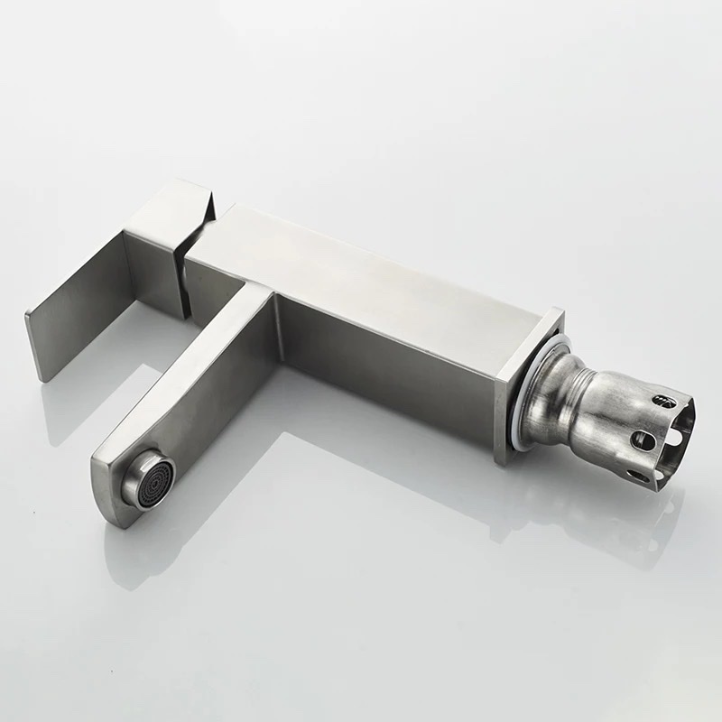 Vòi Rửa Mặt Thân Thấp kiểu vuông nóng lạnh Inox 304 SUS304 - GROVES GRV 304V