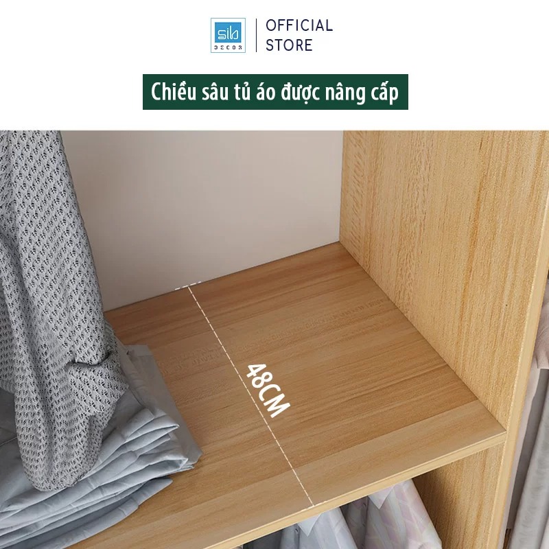 Tủ Quần Áo Kết Hợp Cửa Lùa Hiện Đại Màu Trắng Phối Vân Gỗ Sồi Thương Hiệu SIB Decor TA07