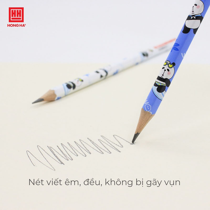 Hộp 12 bút chì gỗ 2B Hồng Hà Little Woong chuyên dùng viết, vẽ phác thảo và tô khoanh trắc nghiệm - 3568