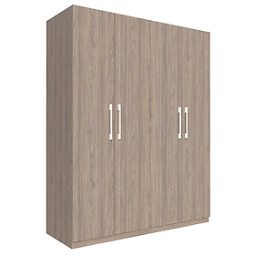 Tủ quần áo gỗ MDF Tundo 4 cánh 2 ngăn treo màu xám 180 x 55 x 220cm