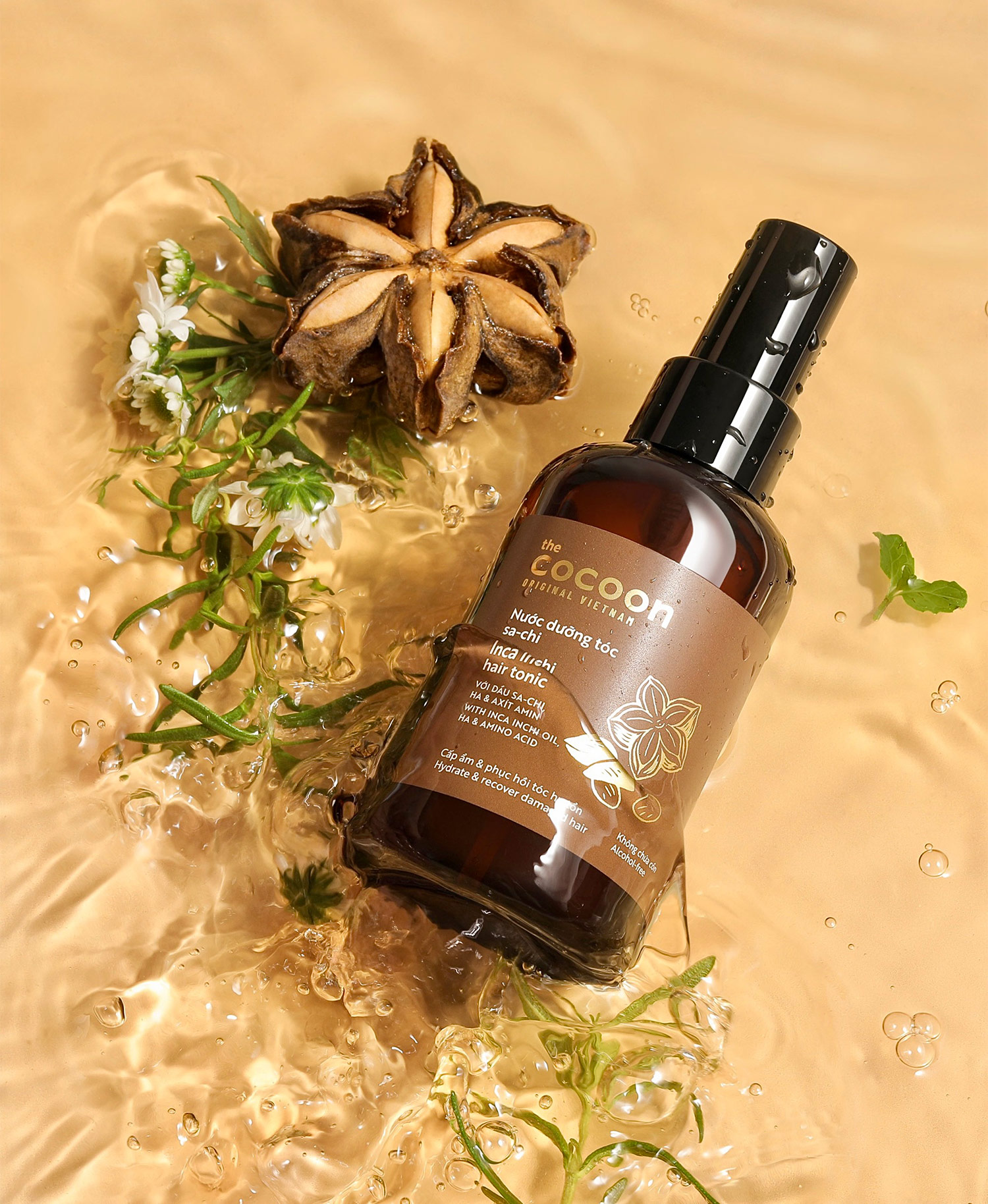 Combo Nước dưỡng tóc Sa-chi Cocoon 140ml + Serum Sa-chi phục hồi tóc Cocoon 70ml