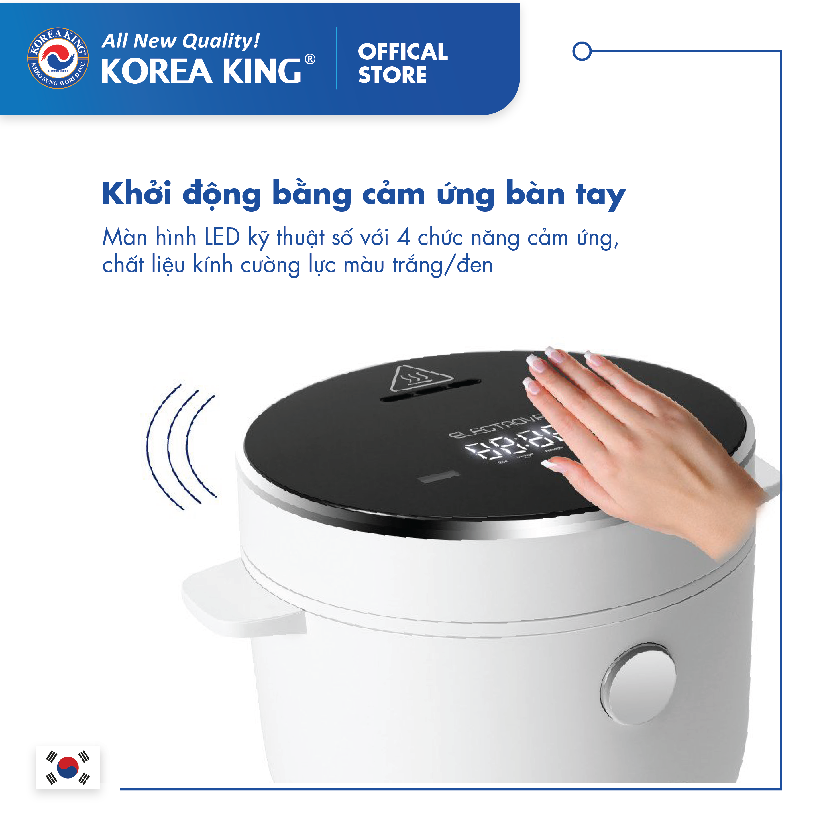 PRC-12SLJT_B Nồi cơm điện Korea King (có chức năng tách đường, dung tích 1.2L, công suất 400 W, mặt kính đen)-Hàng chính hãng