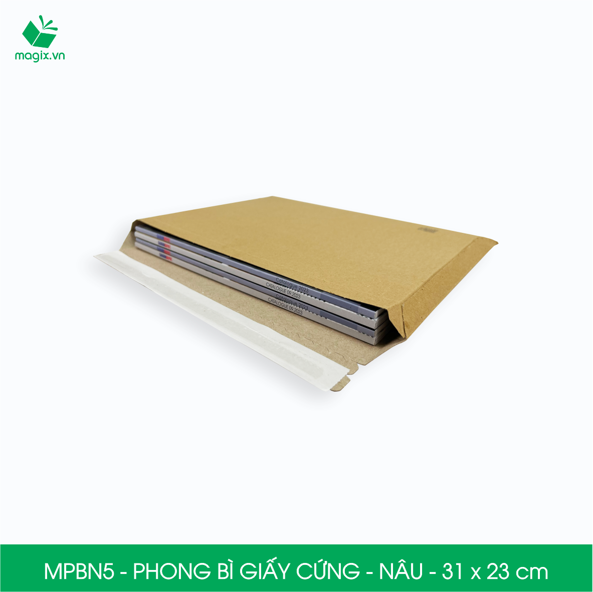 MPBN5 - 31x23 cm - Combo 60 phong bì giấy cứng đóng hàng màu nâu thay thế túi gói hàng